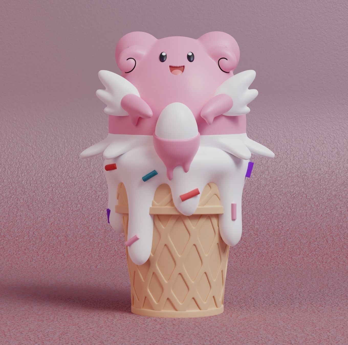 Pokemon - Ice Cream Happiny Chansey and Blissey  3D print model_13
