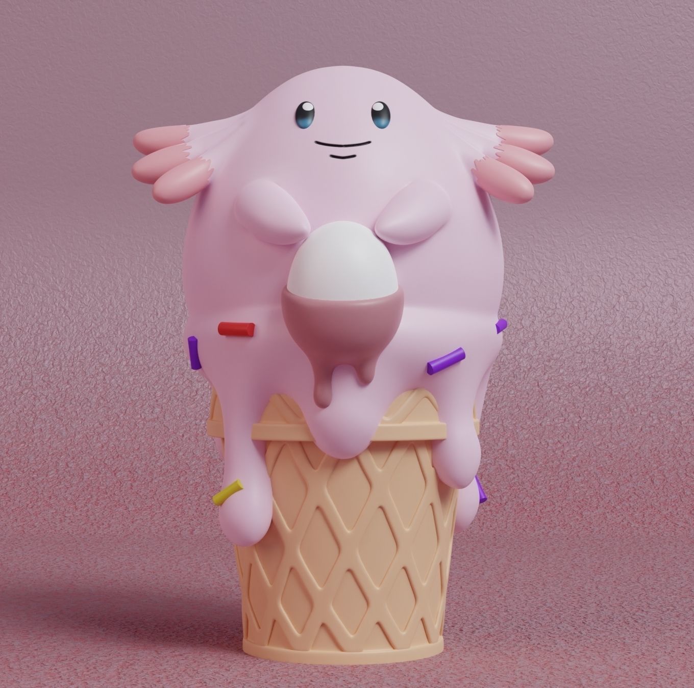 Pokemon - Ice Cream Happiny Chansey and Blissey  3D print model_1