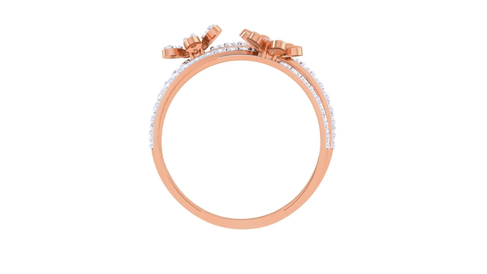 Flower High Jewelry Diamond Cocktail Ring 3dm stl obj mtl glb  3D print model_12