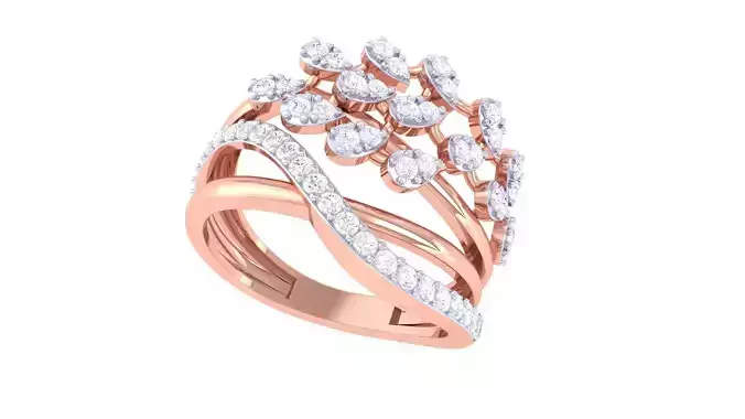 High Jewelry Diamond Cocktail Ring 3dm stl obj mtl glb  3D print model