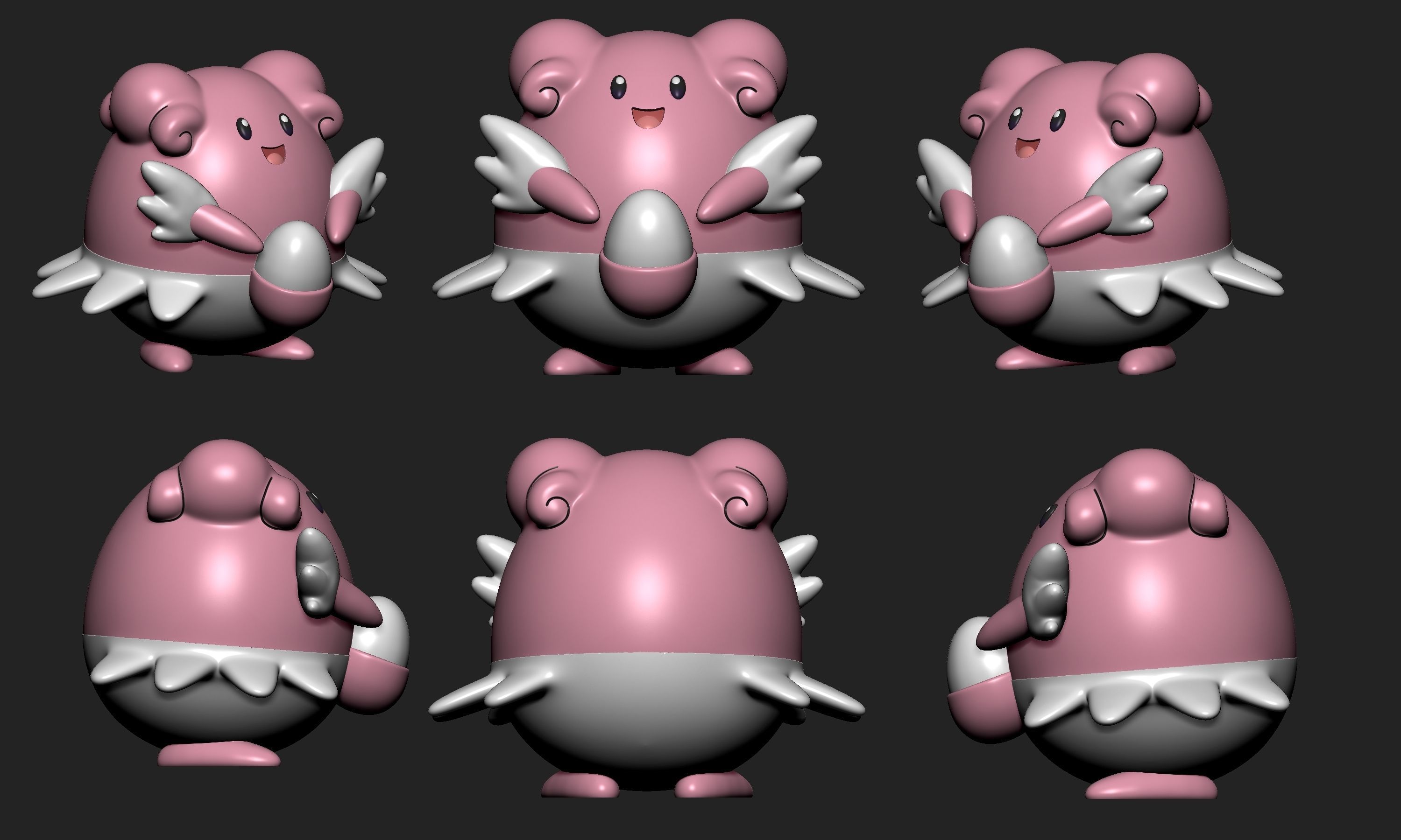 Pokemon - Happiny Chansey and Blissey with 2 poses 3D print model_15