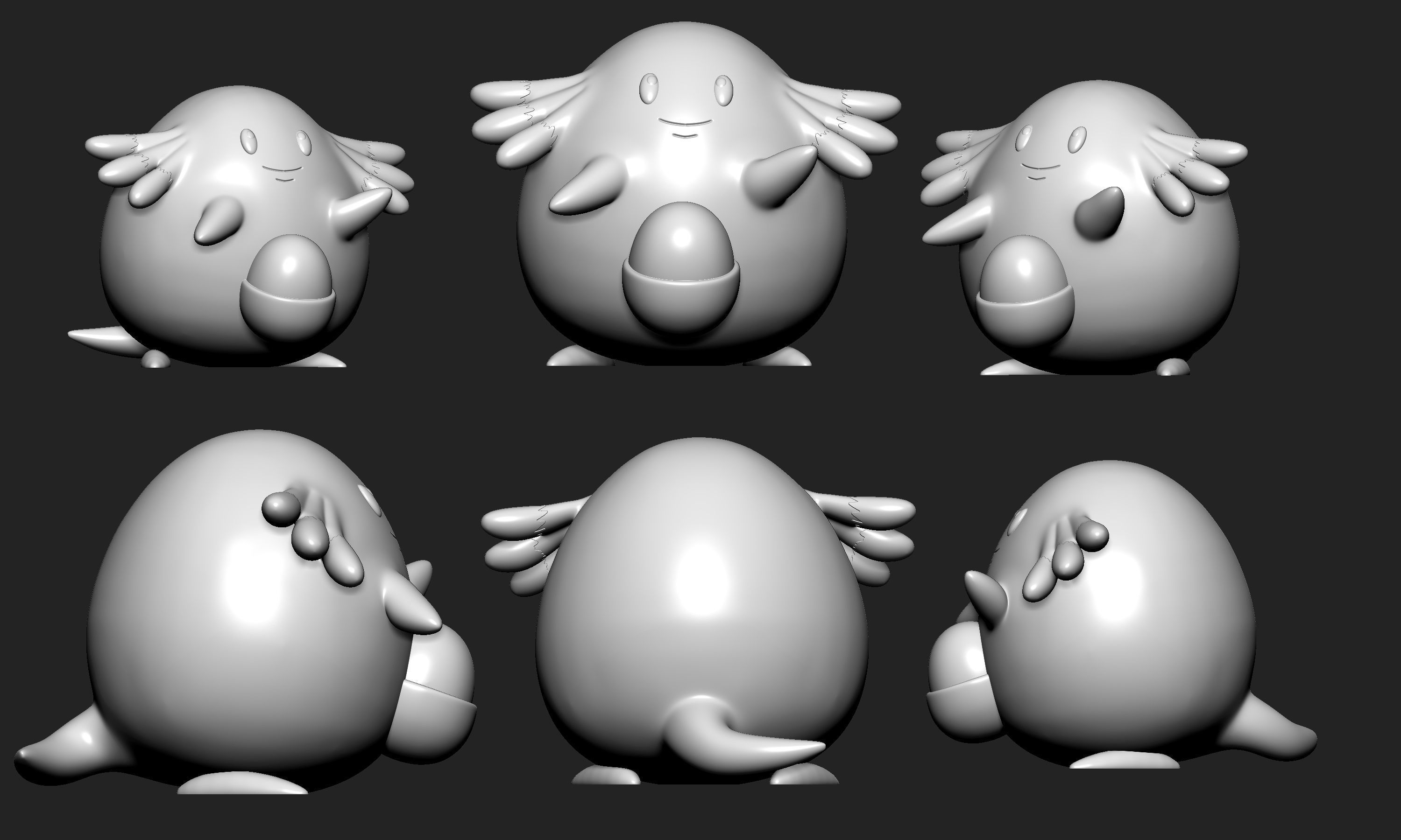Pokemon - Happiny Chansey and Blissey with 2 poses 3D print model_10