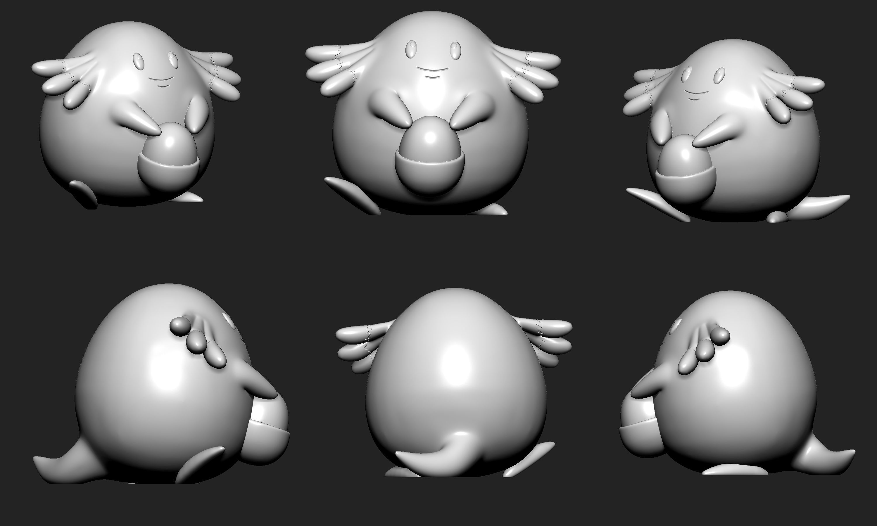 Pokemon - Happiny Chansey and Blissey with 2 poses 3D print model_9