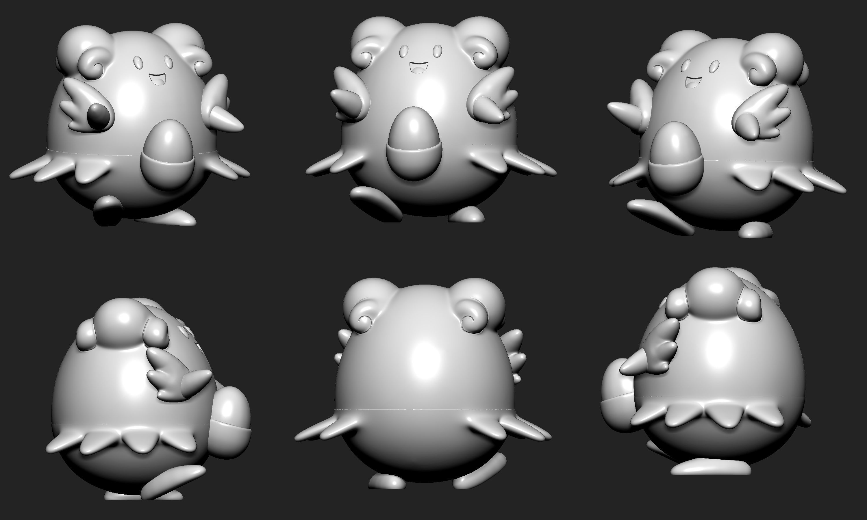 Pokemon - Happiny Chansey and Blissey with 2 poses 3D print model_14