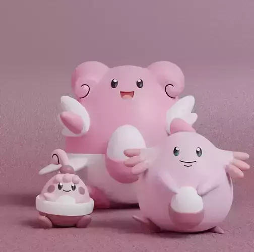 Pokemon - Happiny Chansey and Blissey with 2 poses