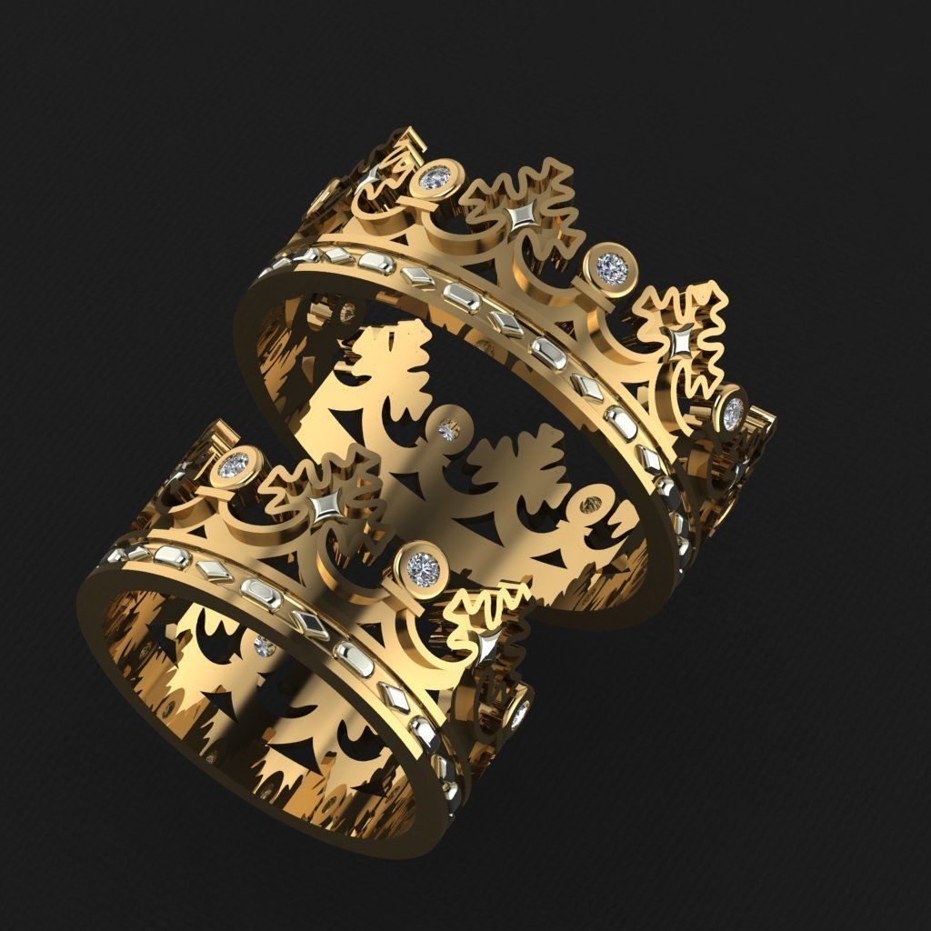 Crown Ring 3D print model_1