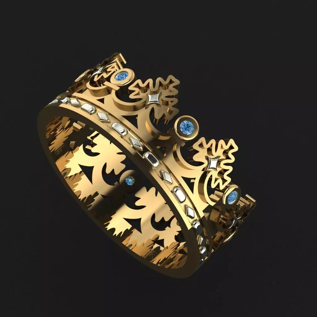 Crown Ring 3D print model_0