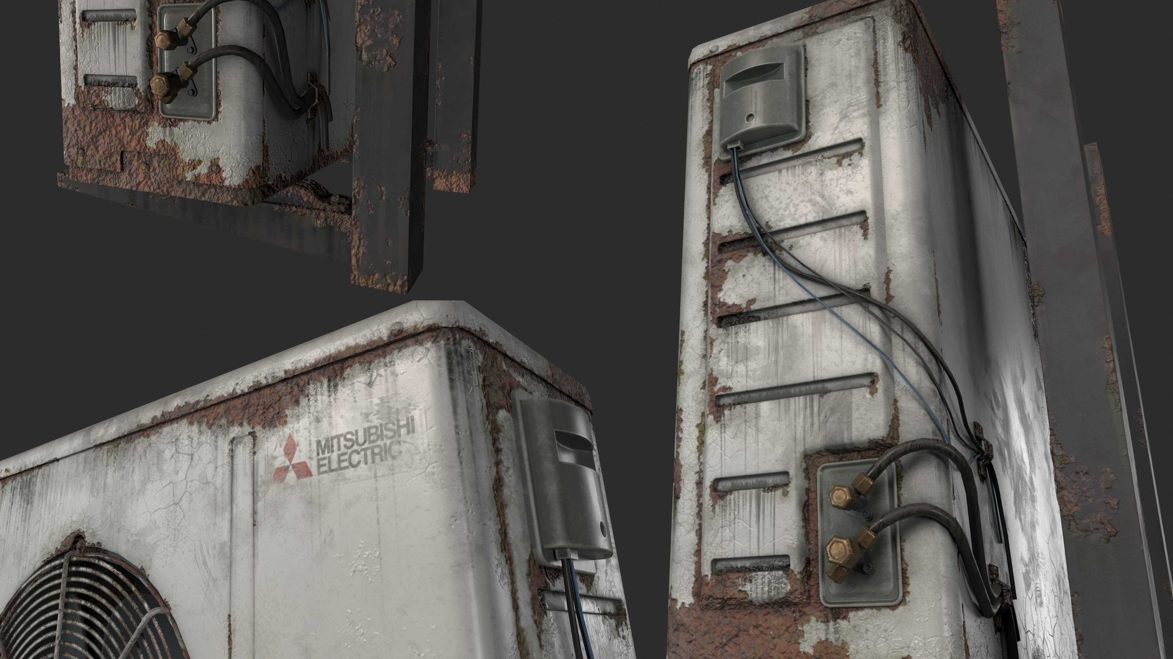 Rusty Air Conditioner free VR / AR / lowpoly 3D model CGTrader