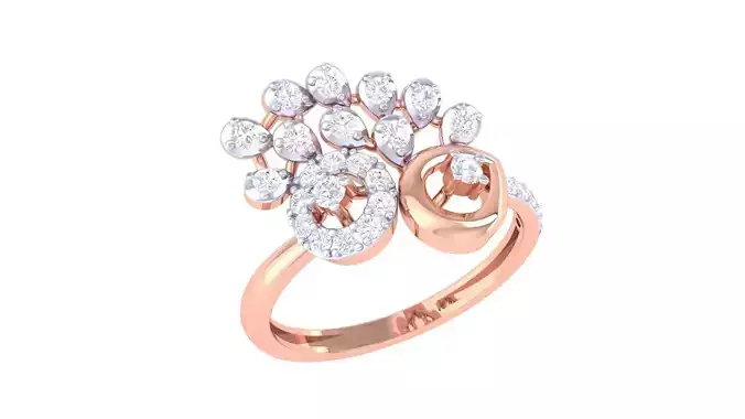 High Jewelry Diamond Cocktail Ring 3dm stl obj mtl glb 