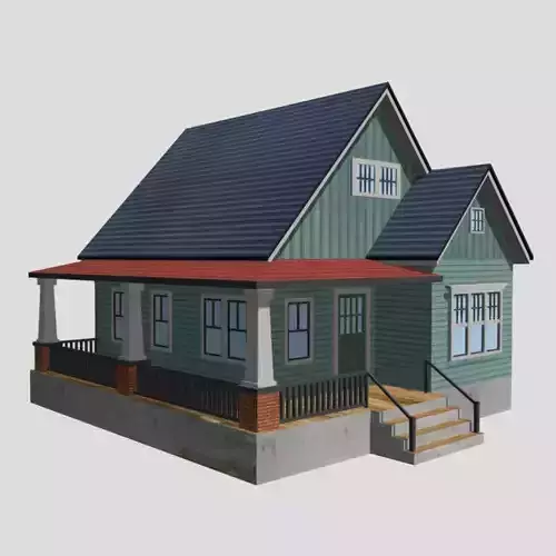 American Style Cottage - Town House Model Low-poly 3D model