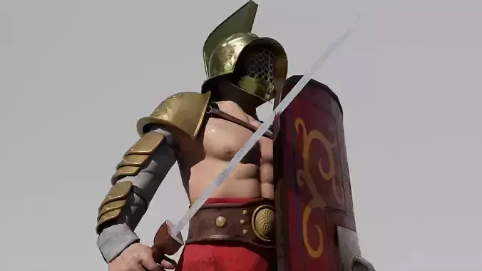 Murmillo gladiator game asset Low-poly 3D model