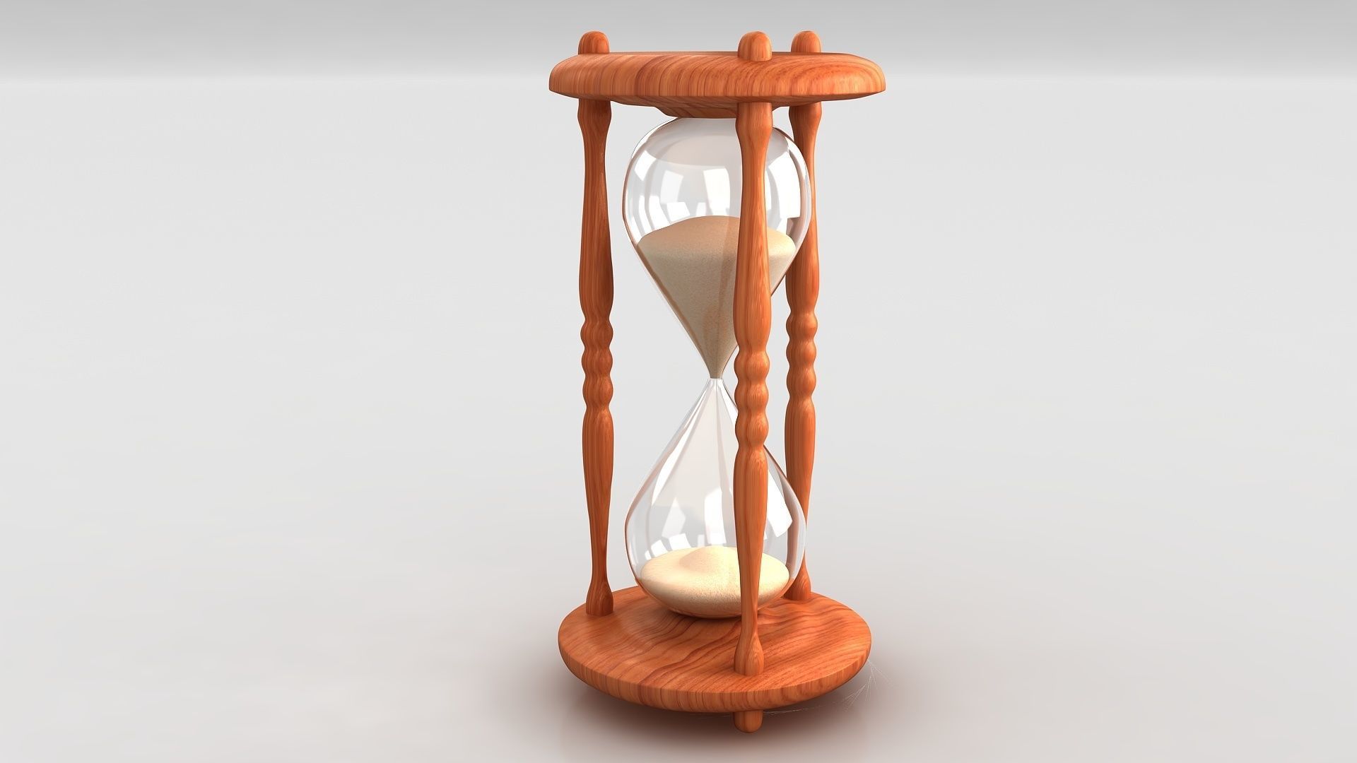 Antique Wood Hourglass Timer  - Sand Clock 3D model_2