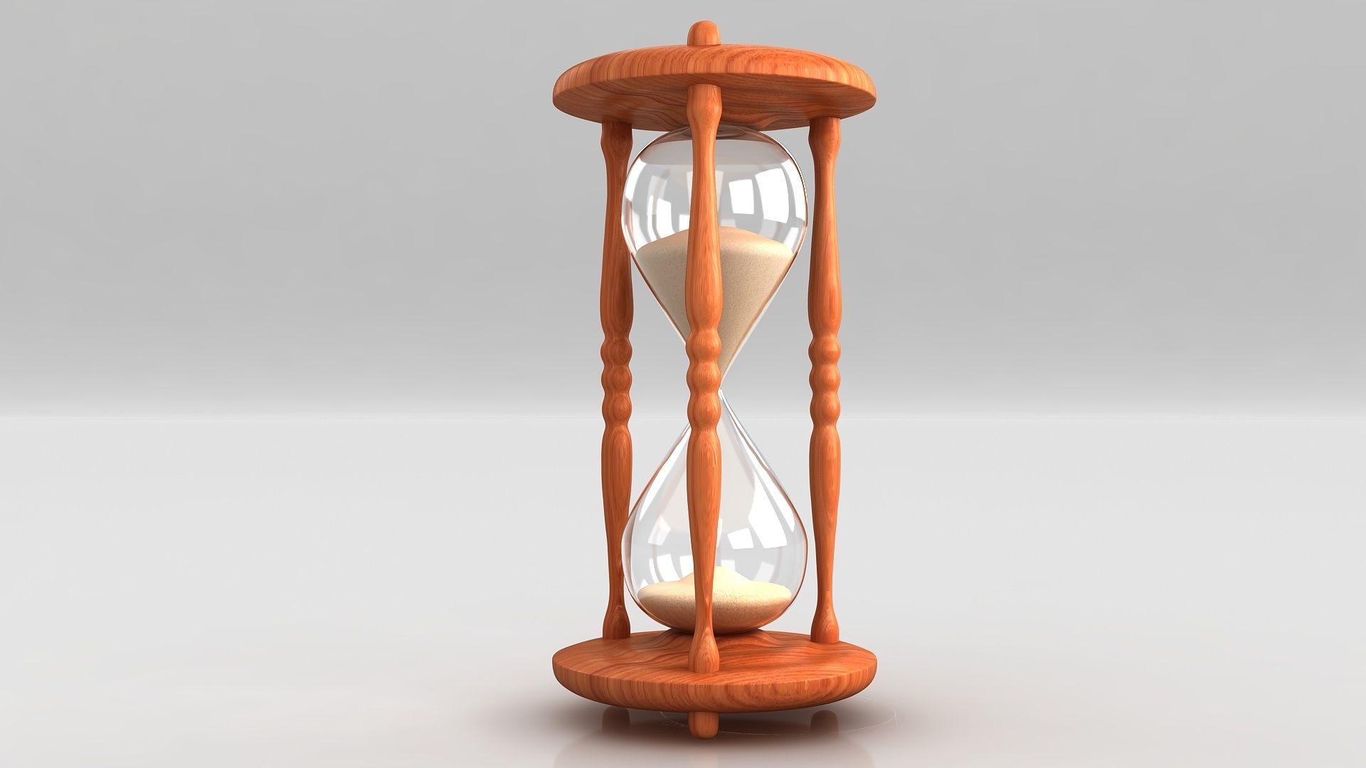 Antique Wood Hourglass Timer  - Sand Clock 3D model_1