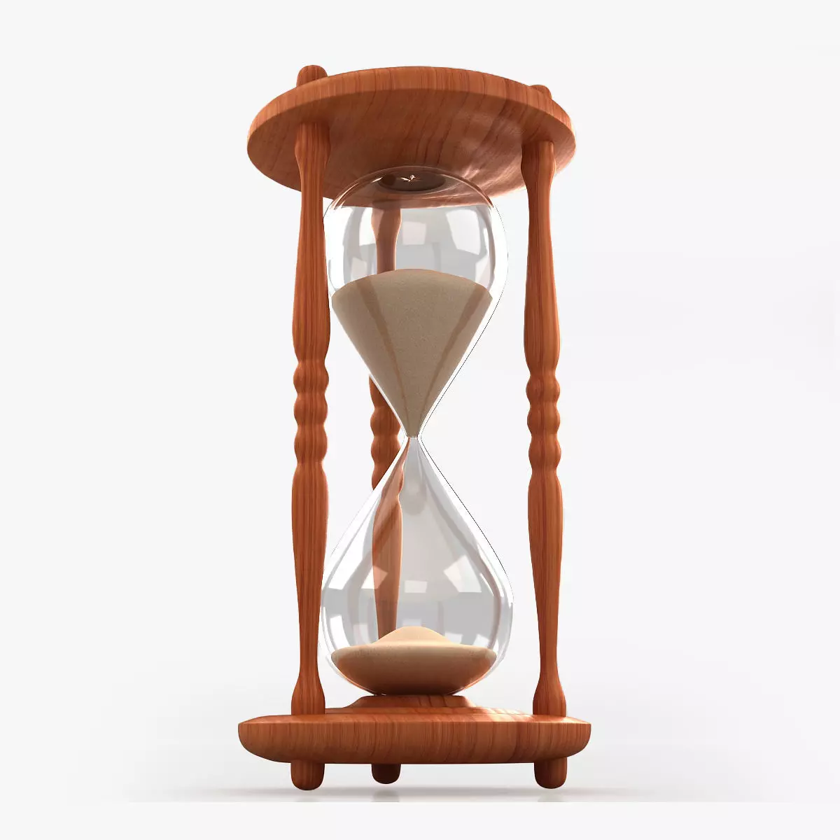Antique Wood Hourglass Timer  - Sand Clock 3D model_0