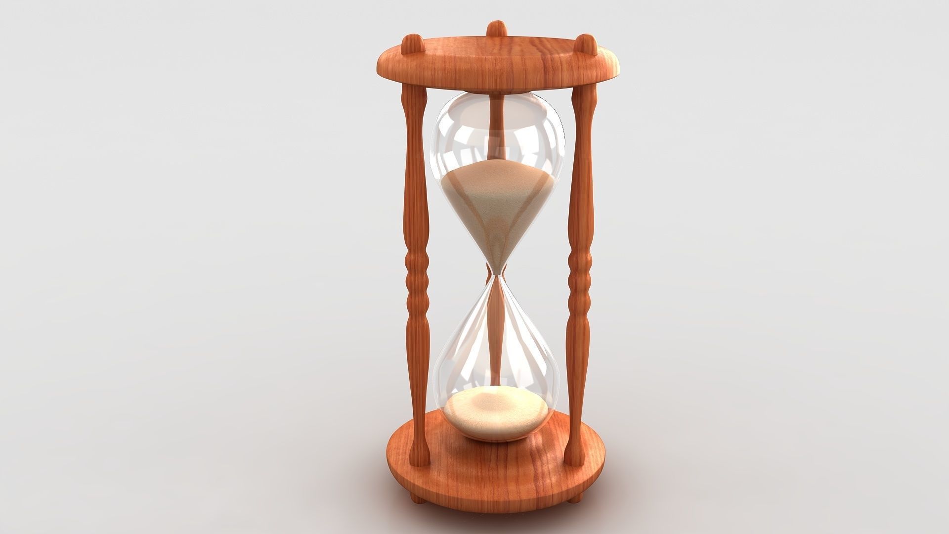 Antique Wood Hourglass Timer  - Sand Clock 3D model_3