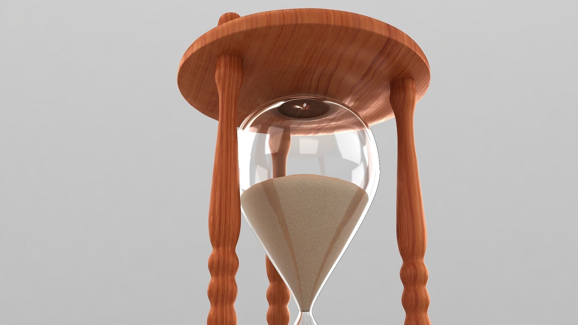 Antique Wood Hourglass Timer  - Sand Clock 3D model_8