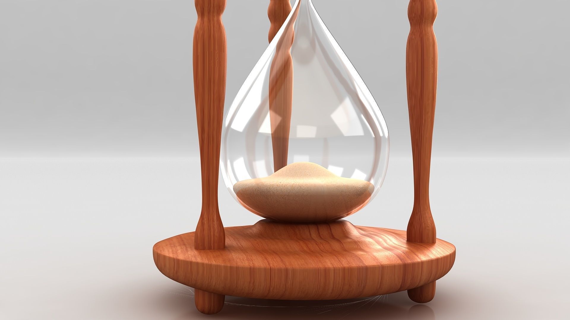Antique Wood Hourglass Timer  - Sand Clock 3D model_7