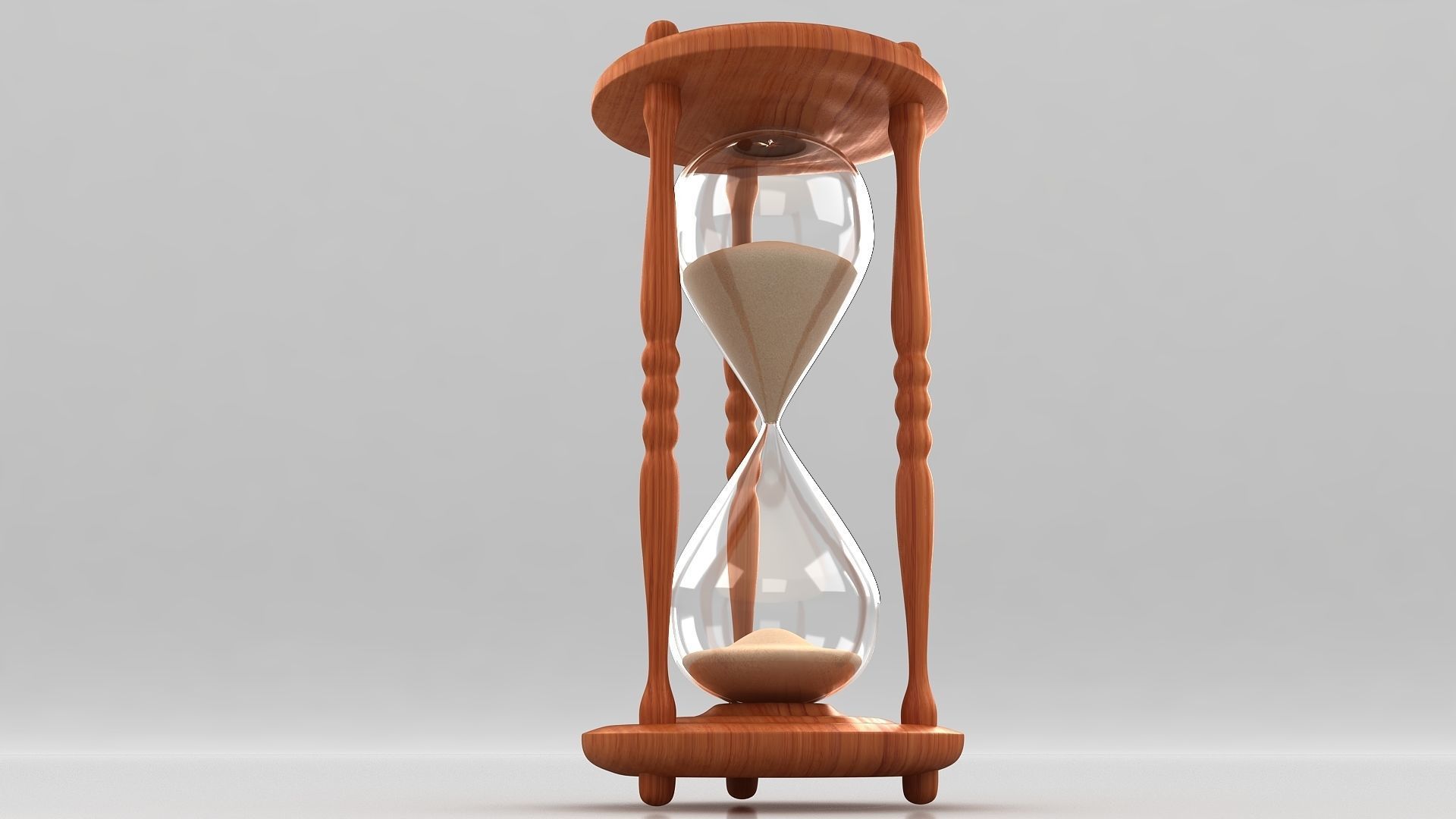 Antique Wood Hourglass Timer  - Sand Clock 3D model_5