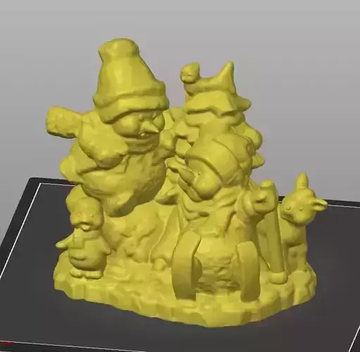 snowmen ski scene 3D print model