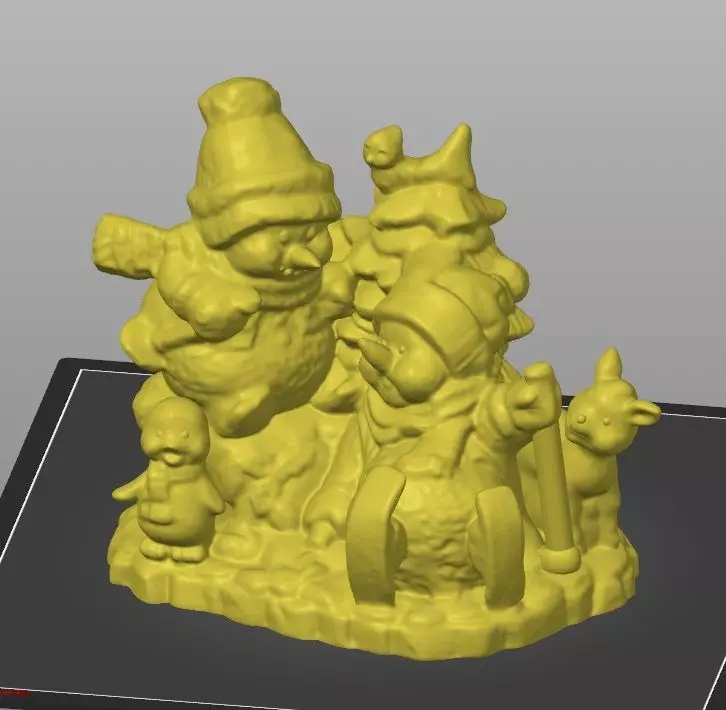 snowmen ski scene 3D print model_0