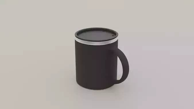Coffee mug with soft plastic shell and steel ring