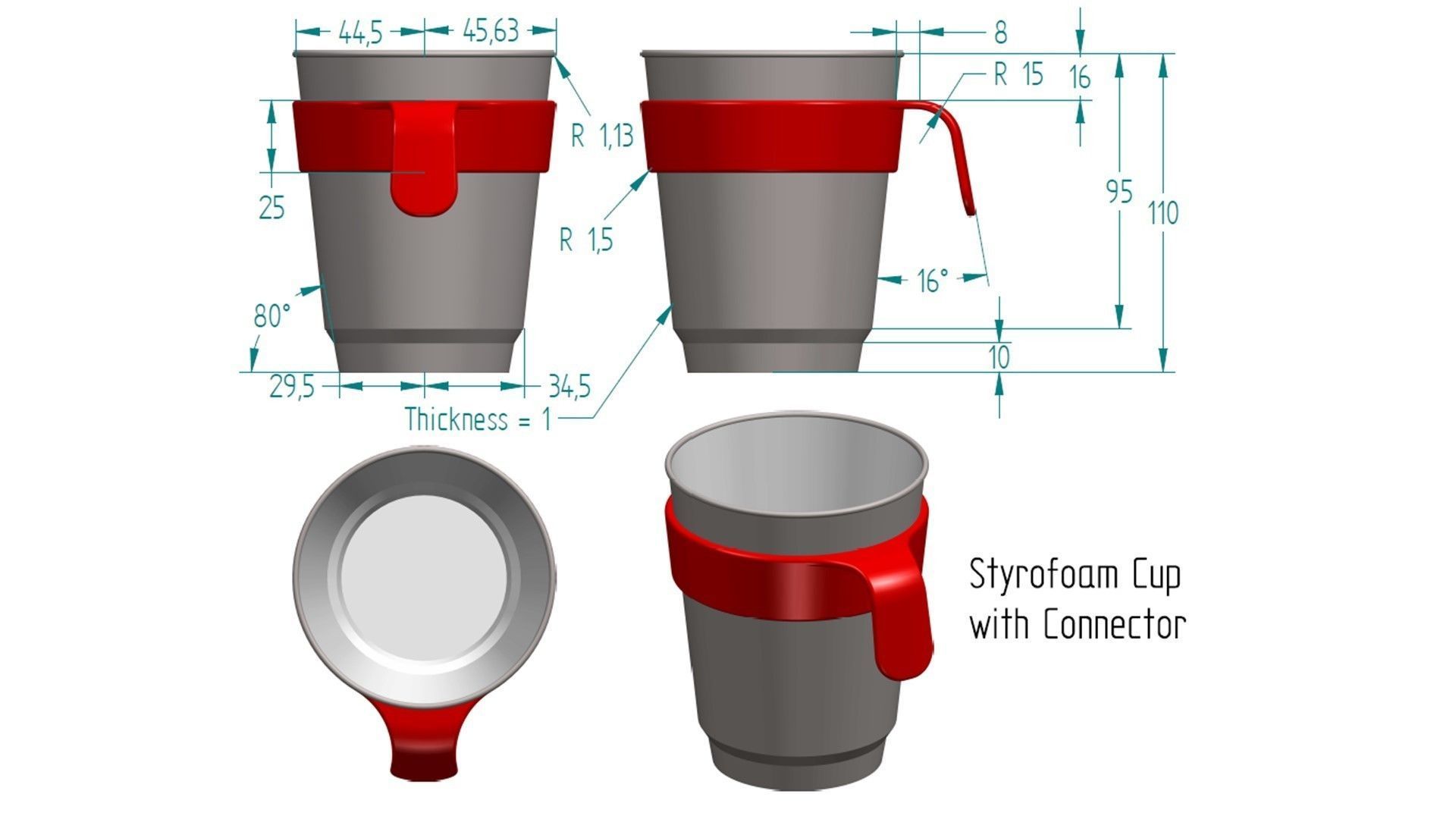 Foam Cup with Connector 3D print model_4