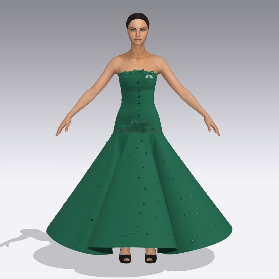 spring dresses  3D print model_3