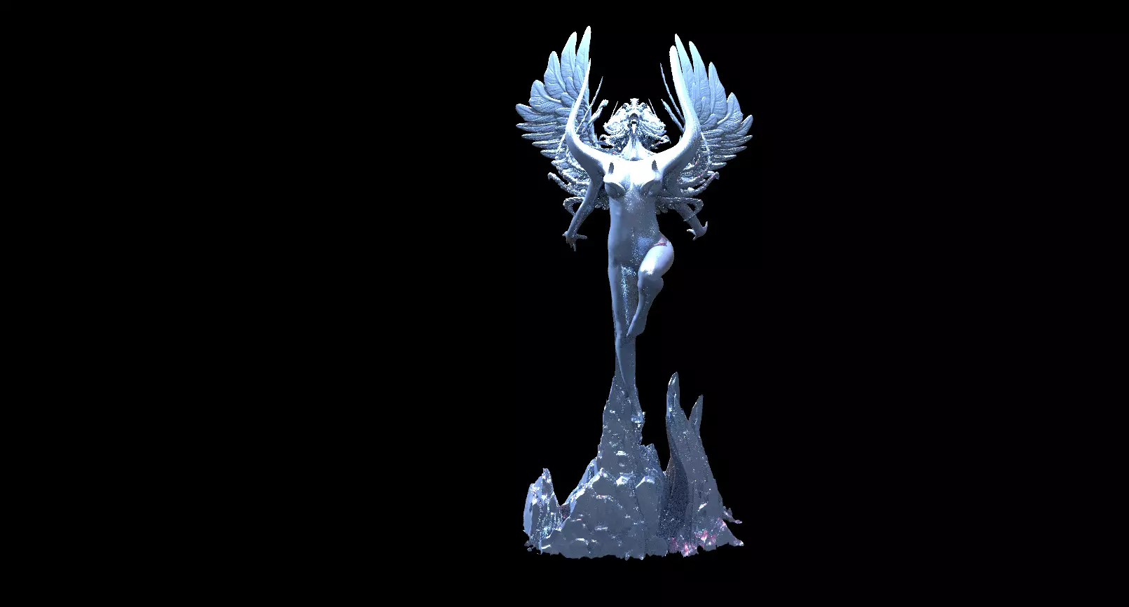 Alien rising statue 3D model