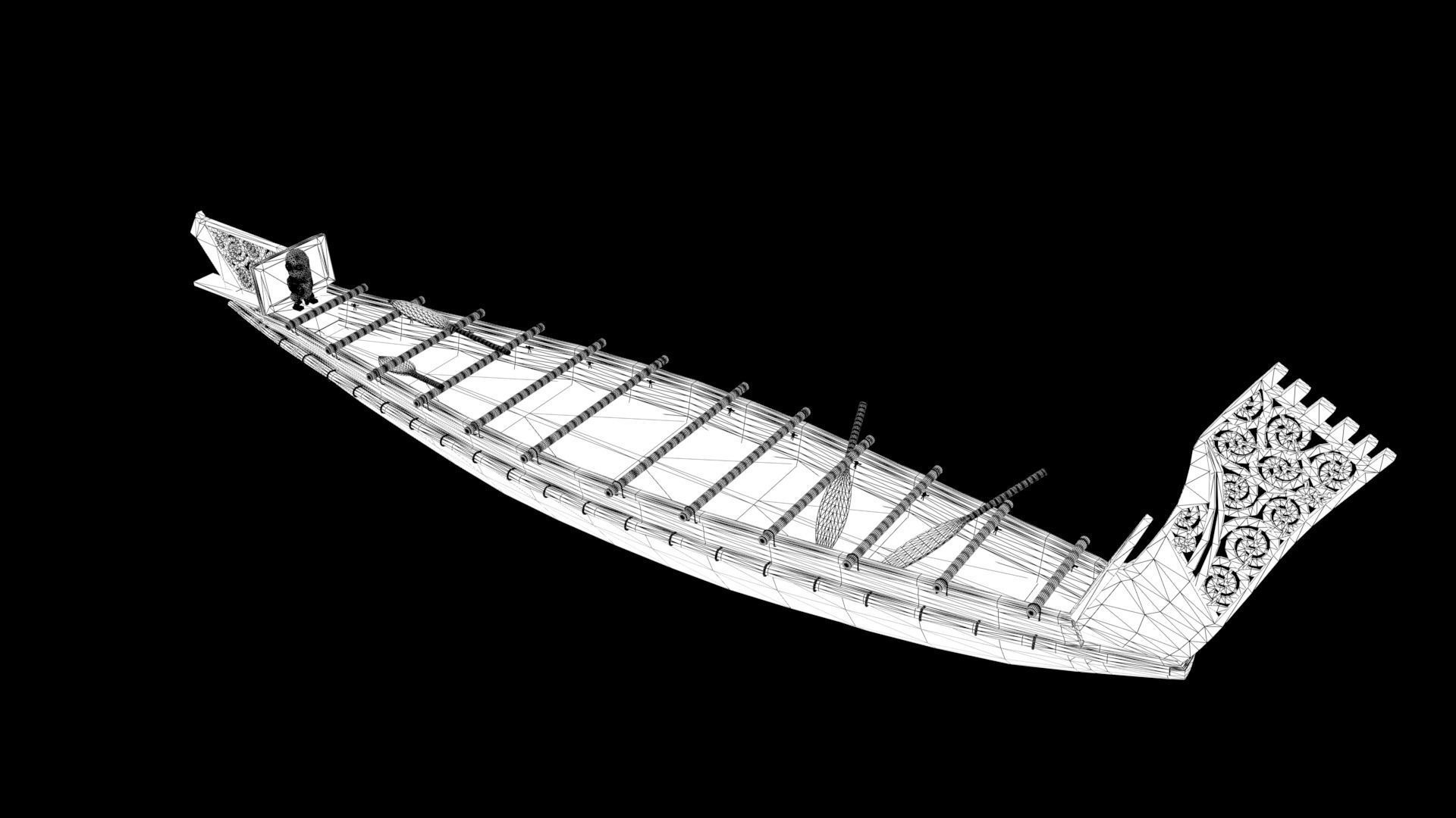 Stylized Maori Waka - Canoe Low-poly 3D model_8