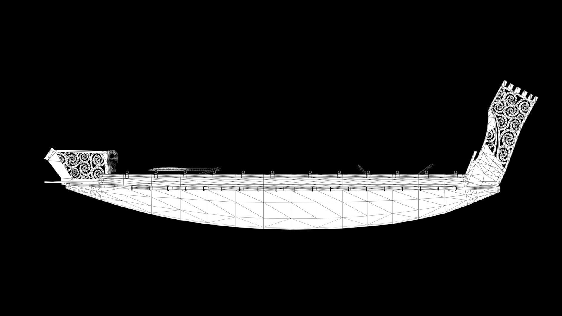 Stylized Maori Waka - Canoe Low-poly 3D model_5