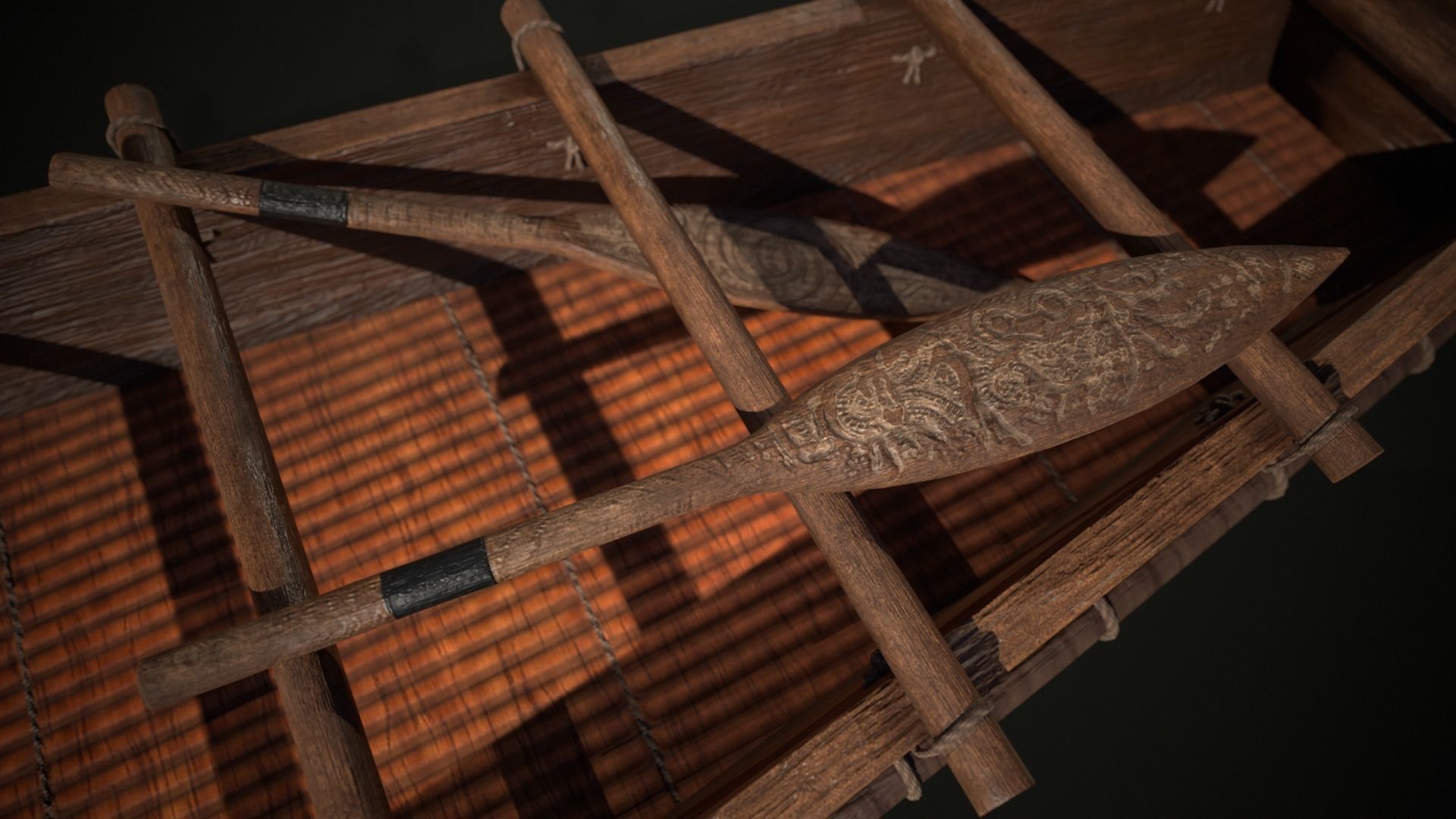 Stylized Maori Waka - Canoe Low-poly 3D model_2