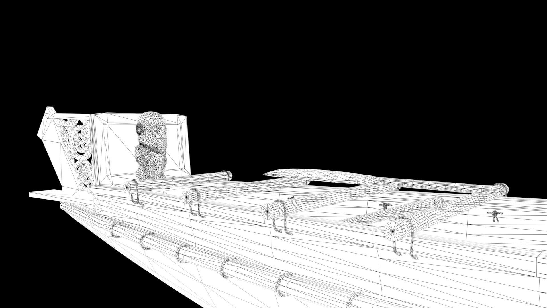 Stylized Maori Waka - Canoe Low-poly 3D model_7