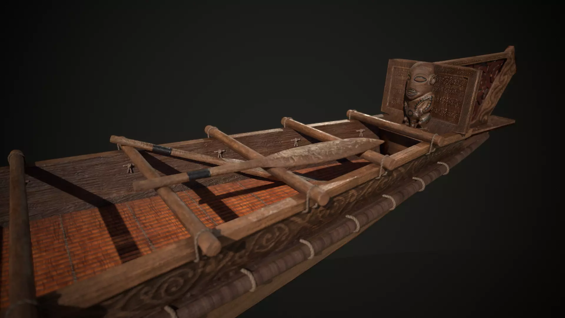 Stylized Maori Waka - Canoe Low-poly 3D model_0