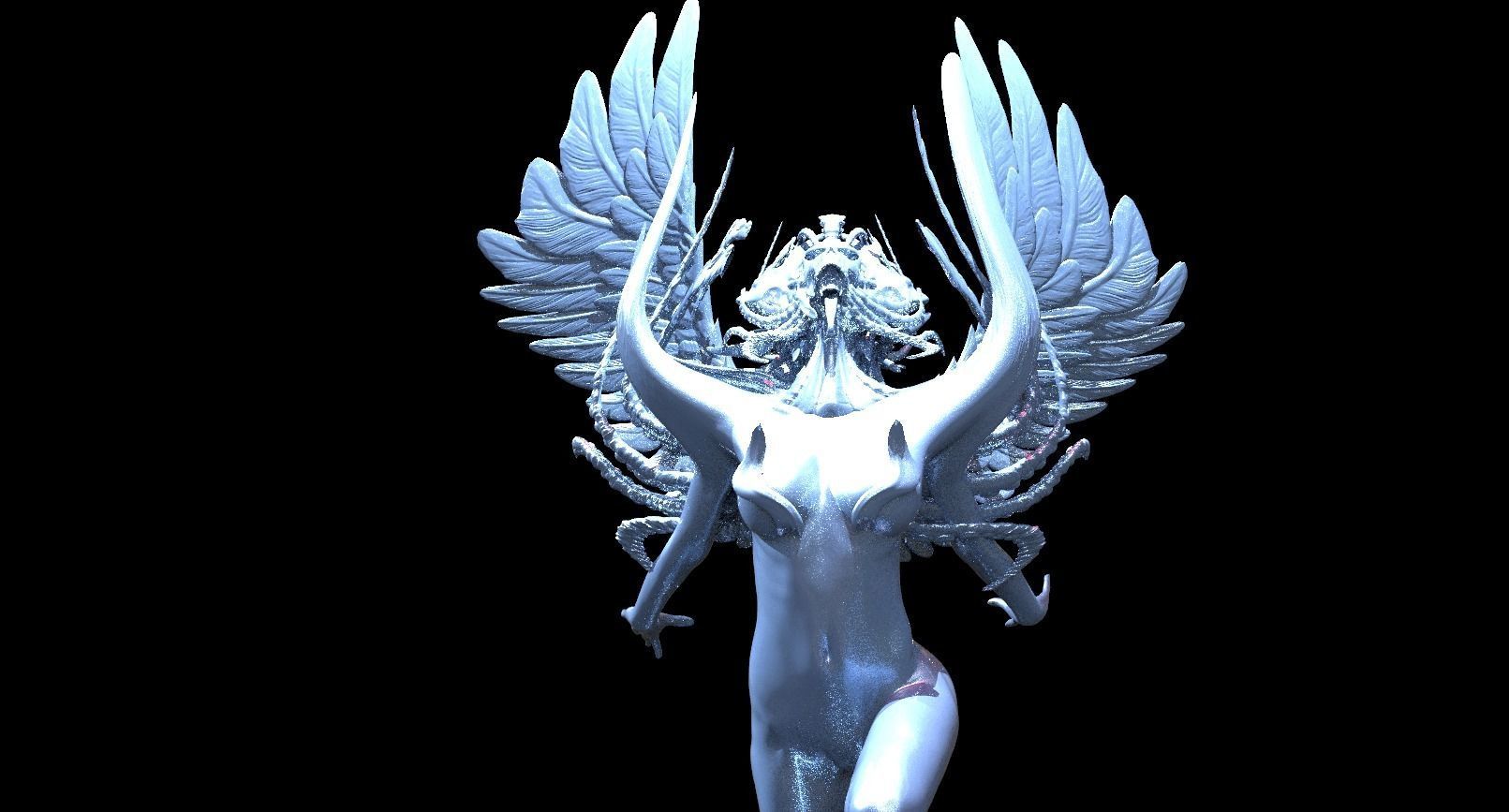 Lovcraftian alian female sculpture 1 3D model_2
