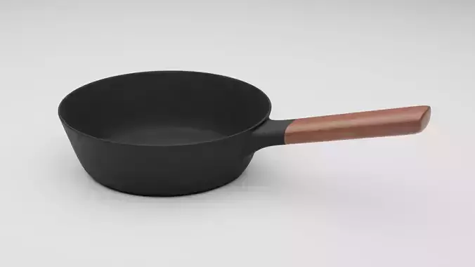 Cooking pot with wooden handle