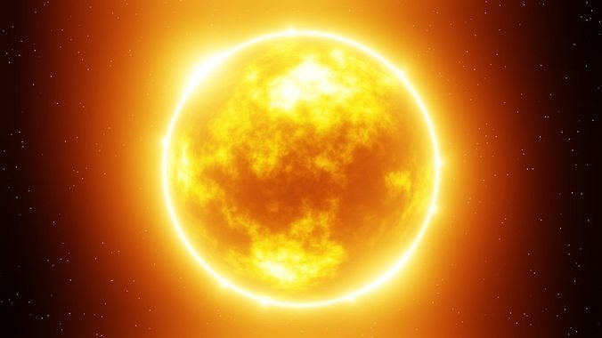 Realistic Glowing Sun with Procedural Texture Low-poly 3D model