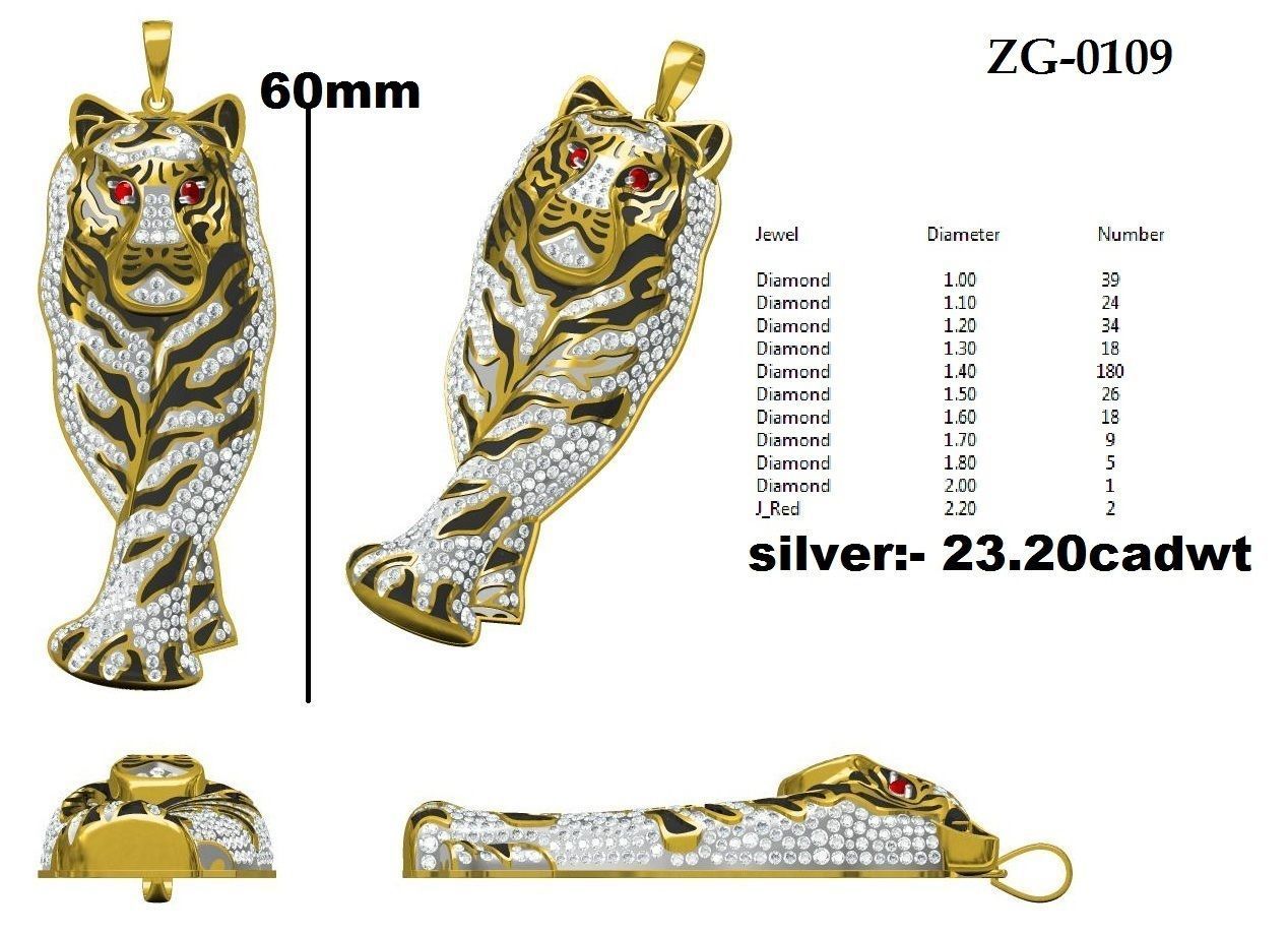 Tiger Pendant 3D print model_7