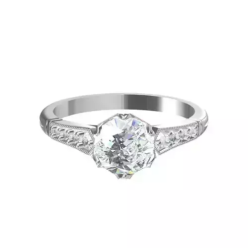 Solitaire Engagement Art Deco Ring