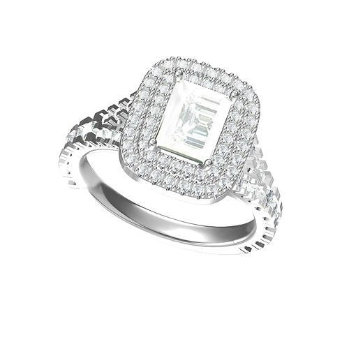 Emerald Solitaire Ring With Hidden Halo 3D print model