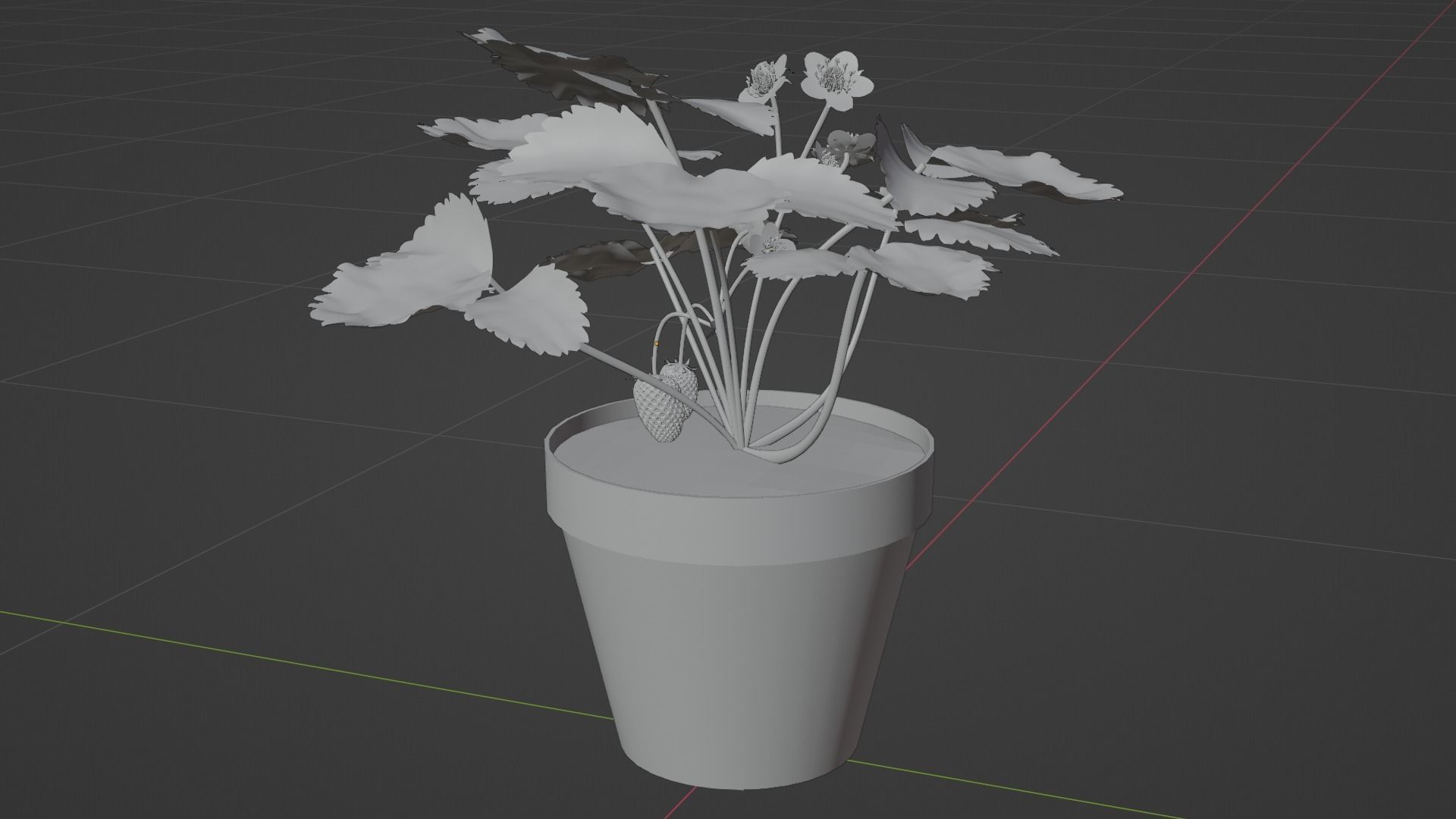 Strawberry Plant Low-poly 3D model_10