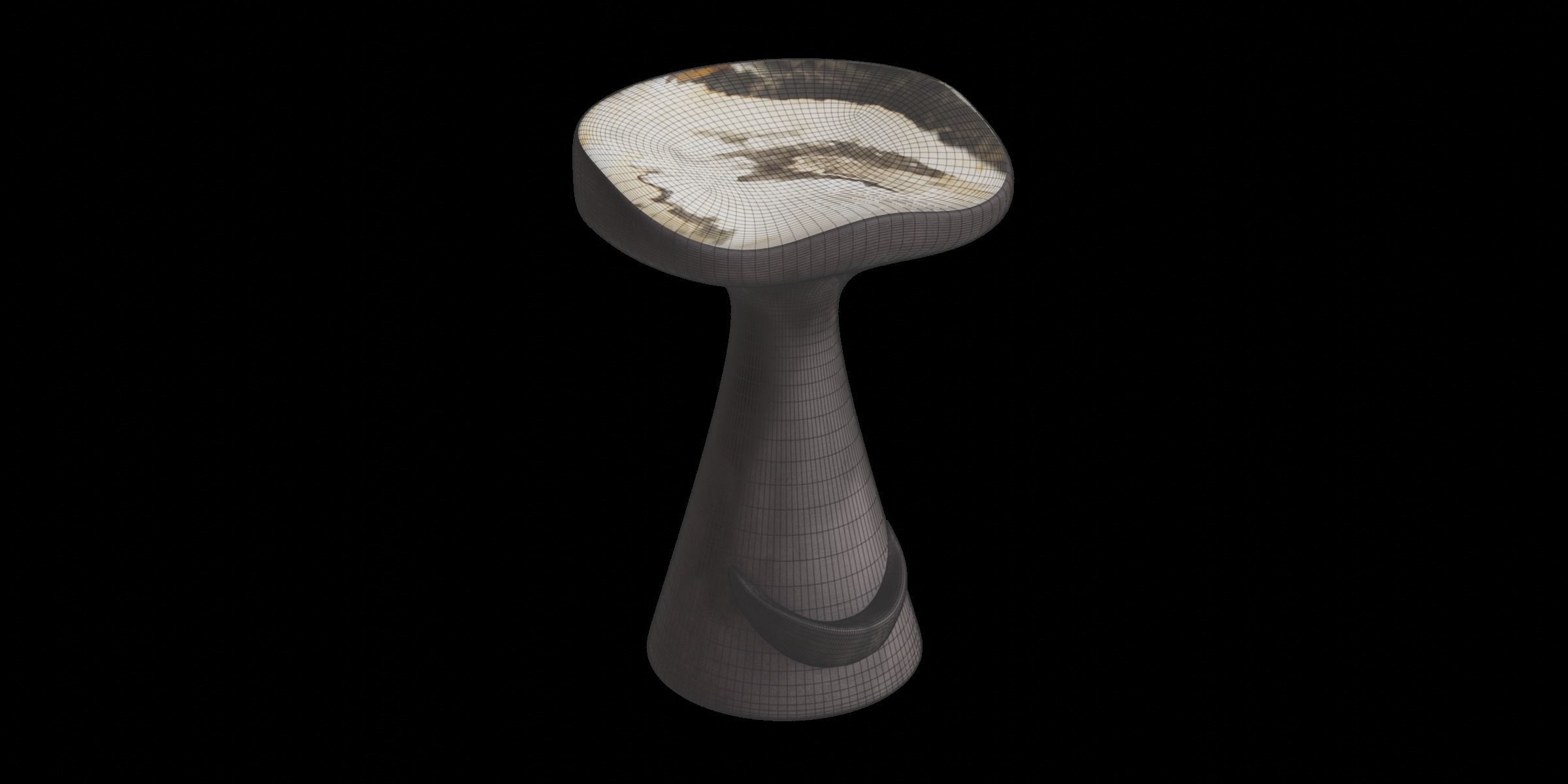 Black Cement Counter Stool Low-poly 3D model_3