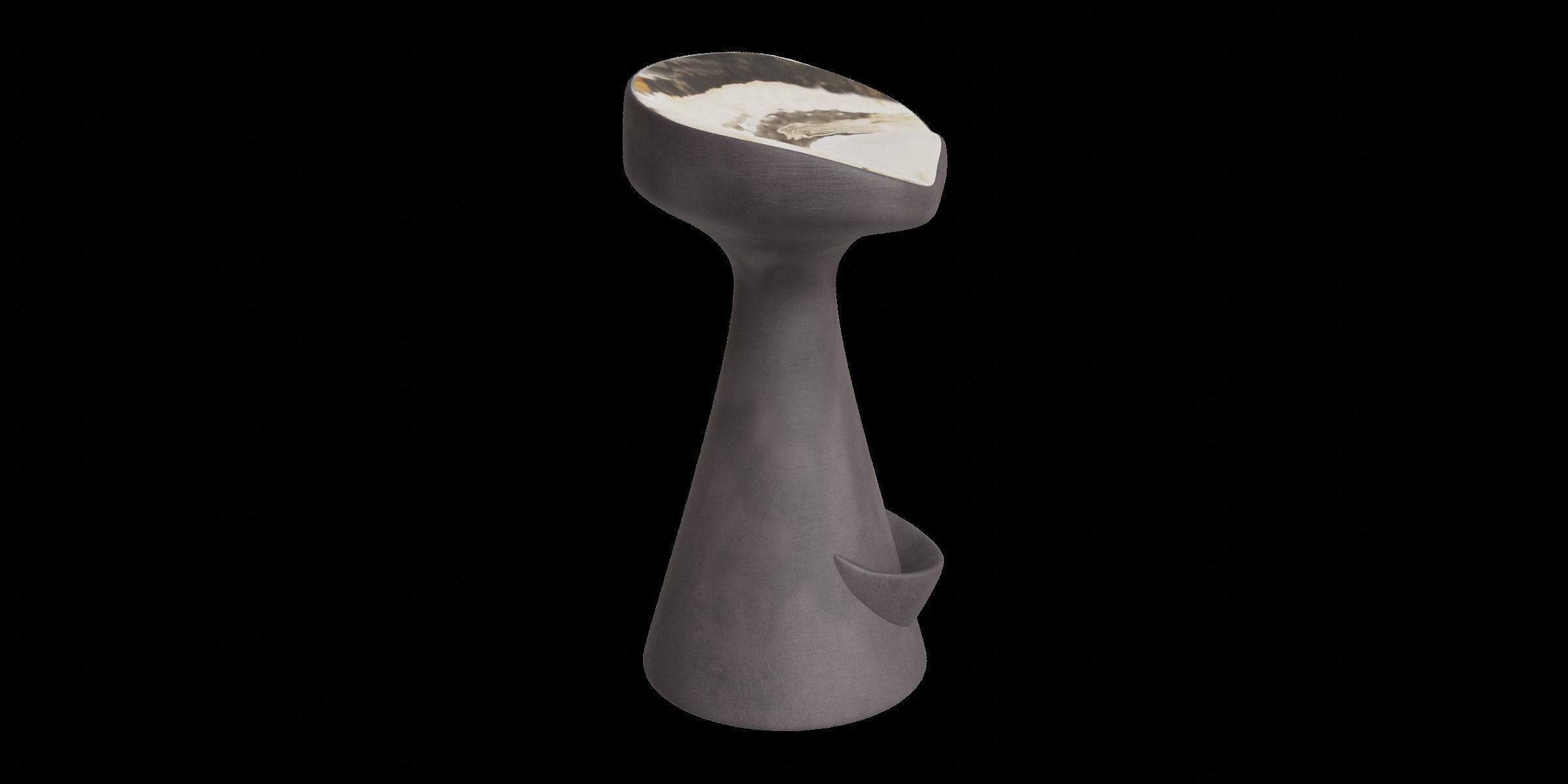 Black Cement Counter Stool Low-poly 3D model_9