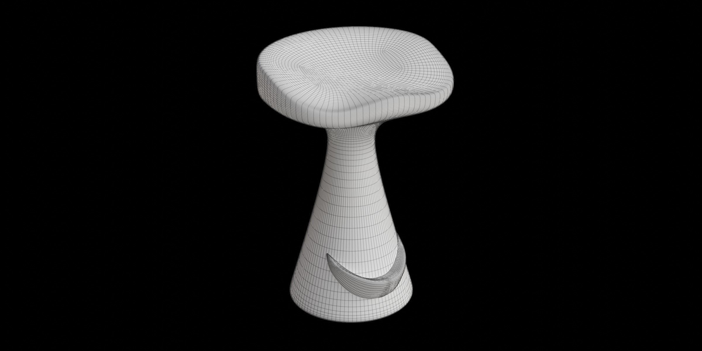 Black Cement Counter Stool Low-poly 3D model_2