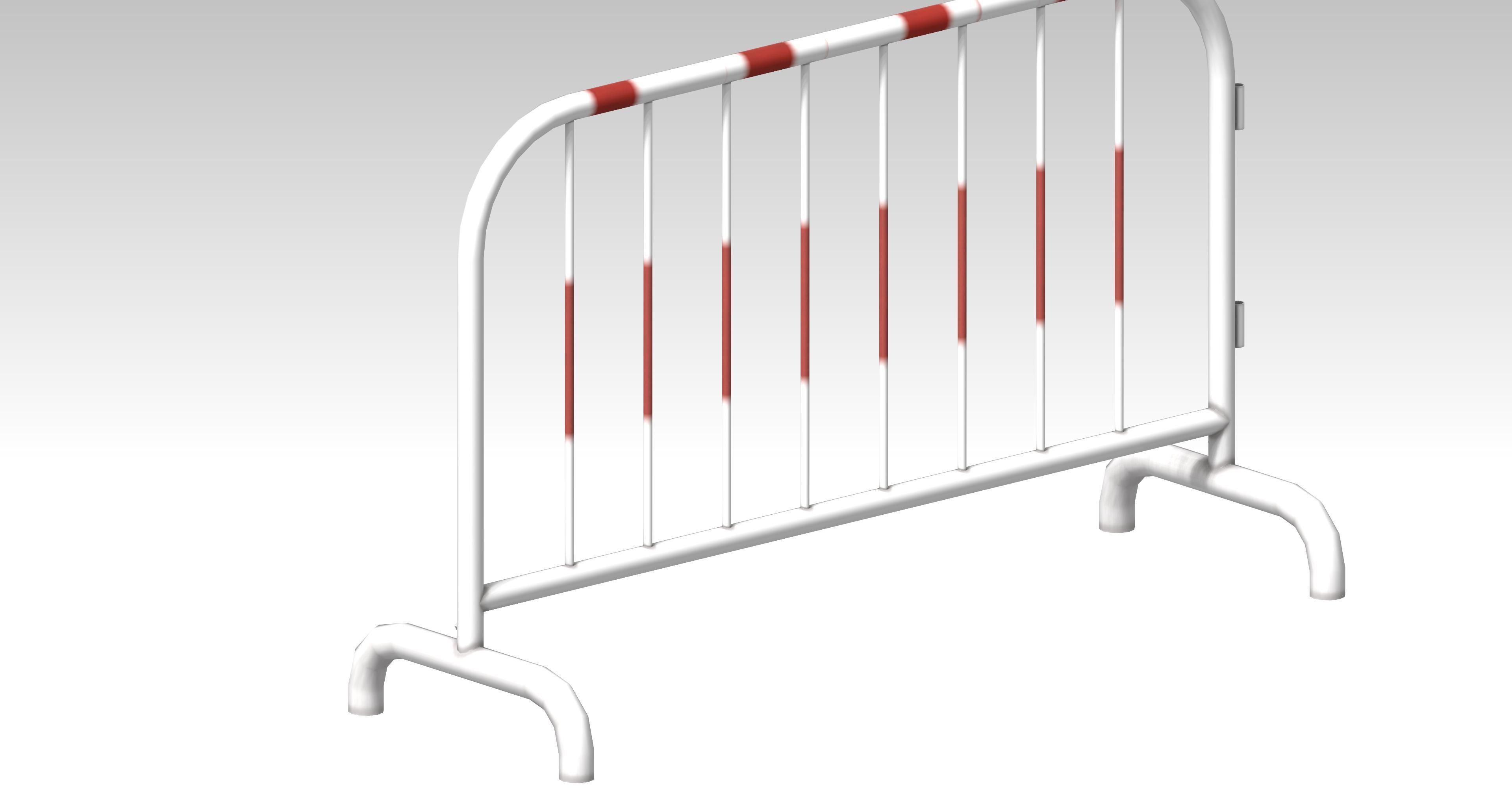 Mobile temporary road traffic barriers Low-poly 3D model_2