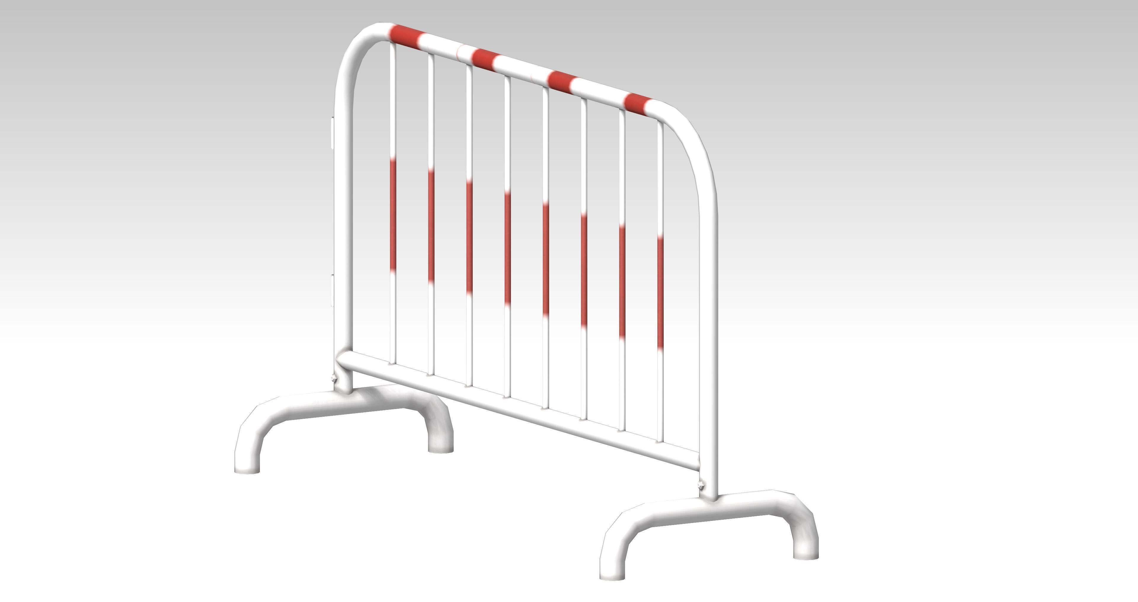 Mobile temporary road traffic barriers Low-poly 3D model_1