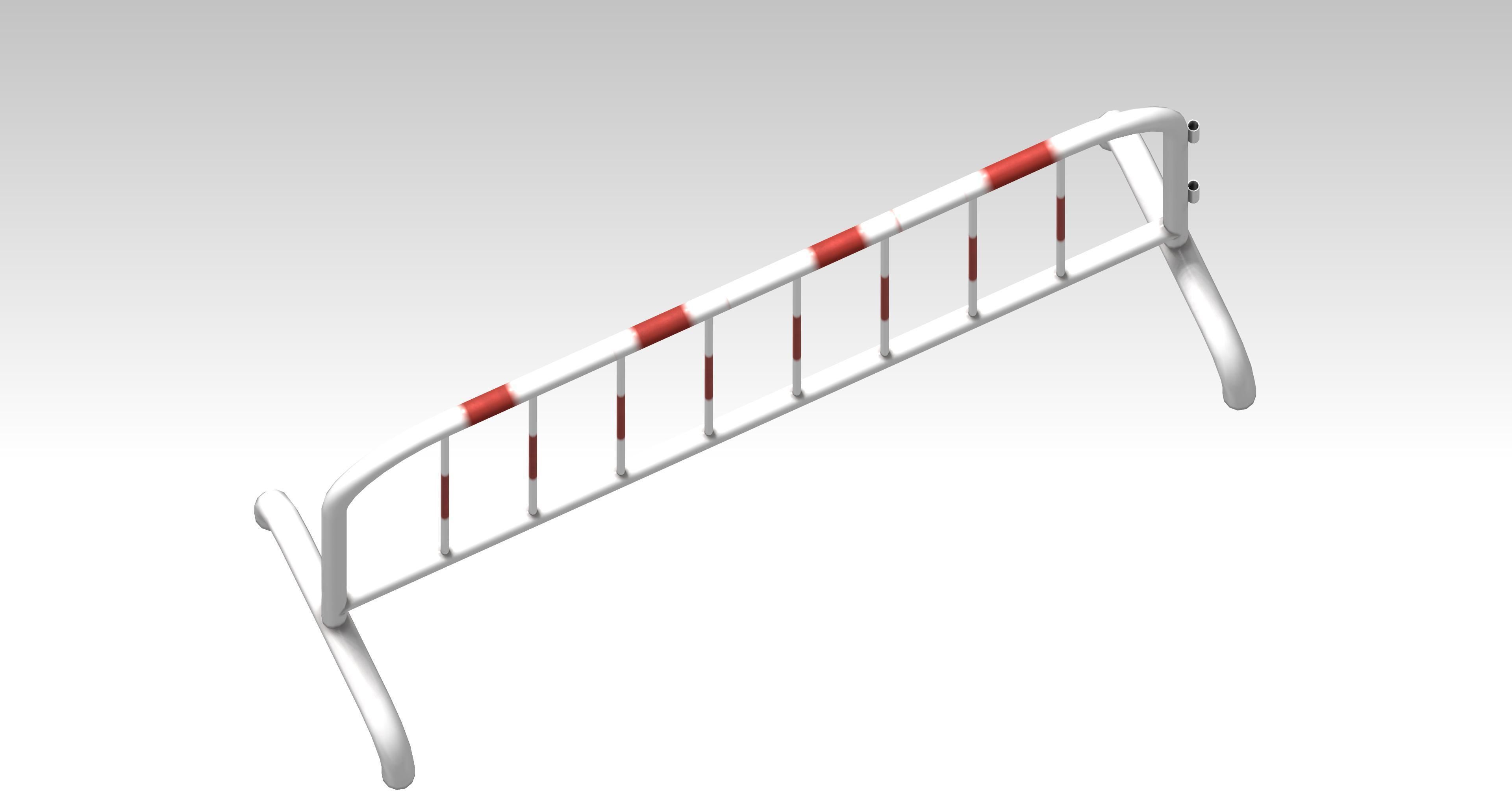 Mobile temporary road traffic barriers Low-poly 3D model_3