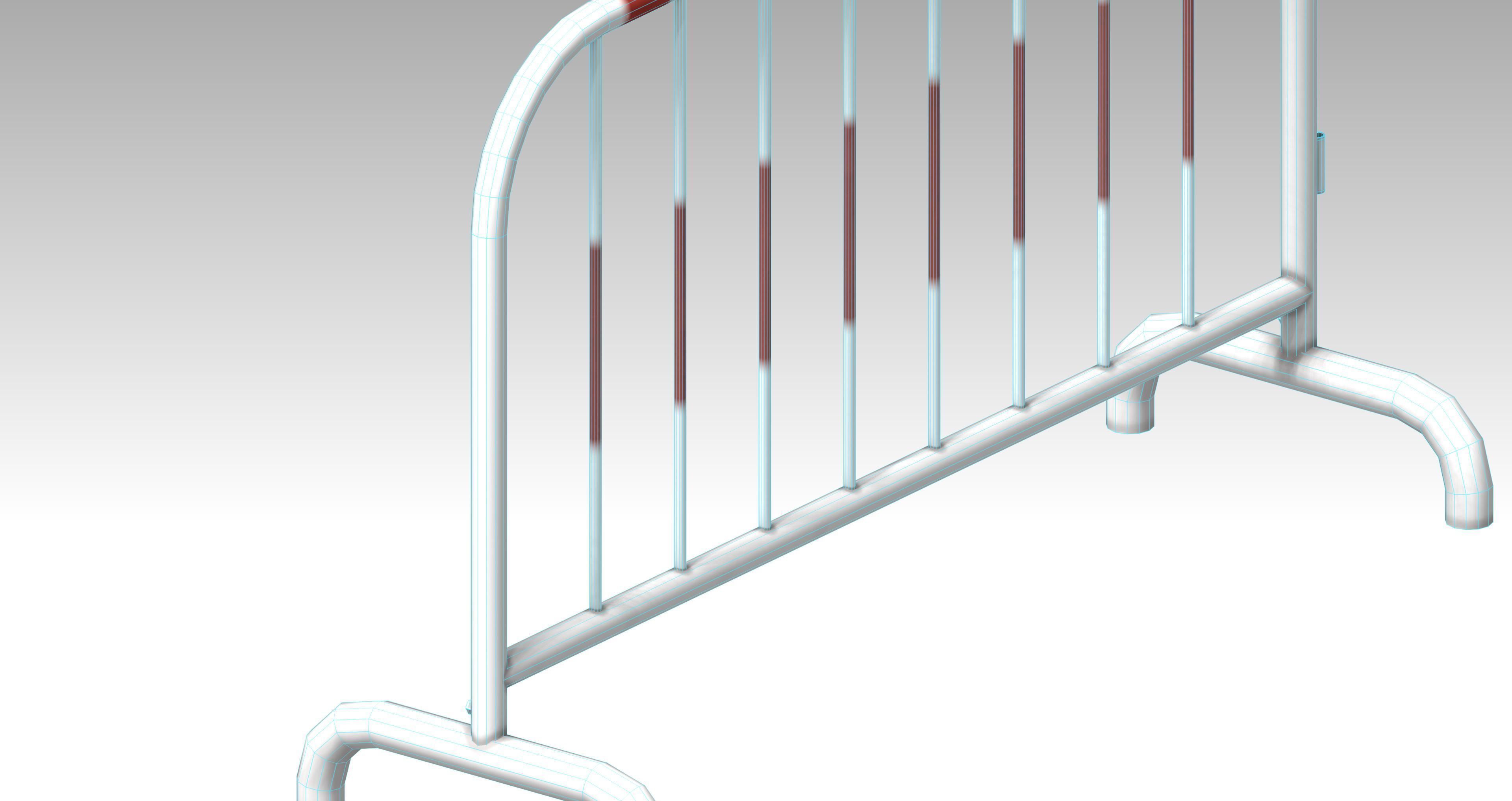 Mobile temporary road traffic barriers Low-poly 3D model_5