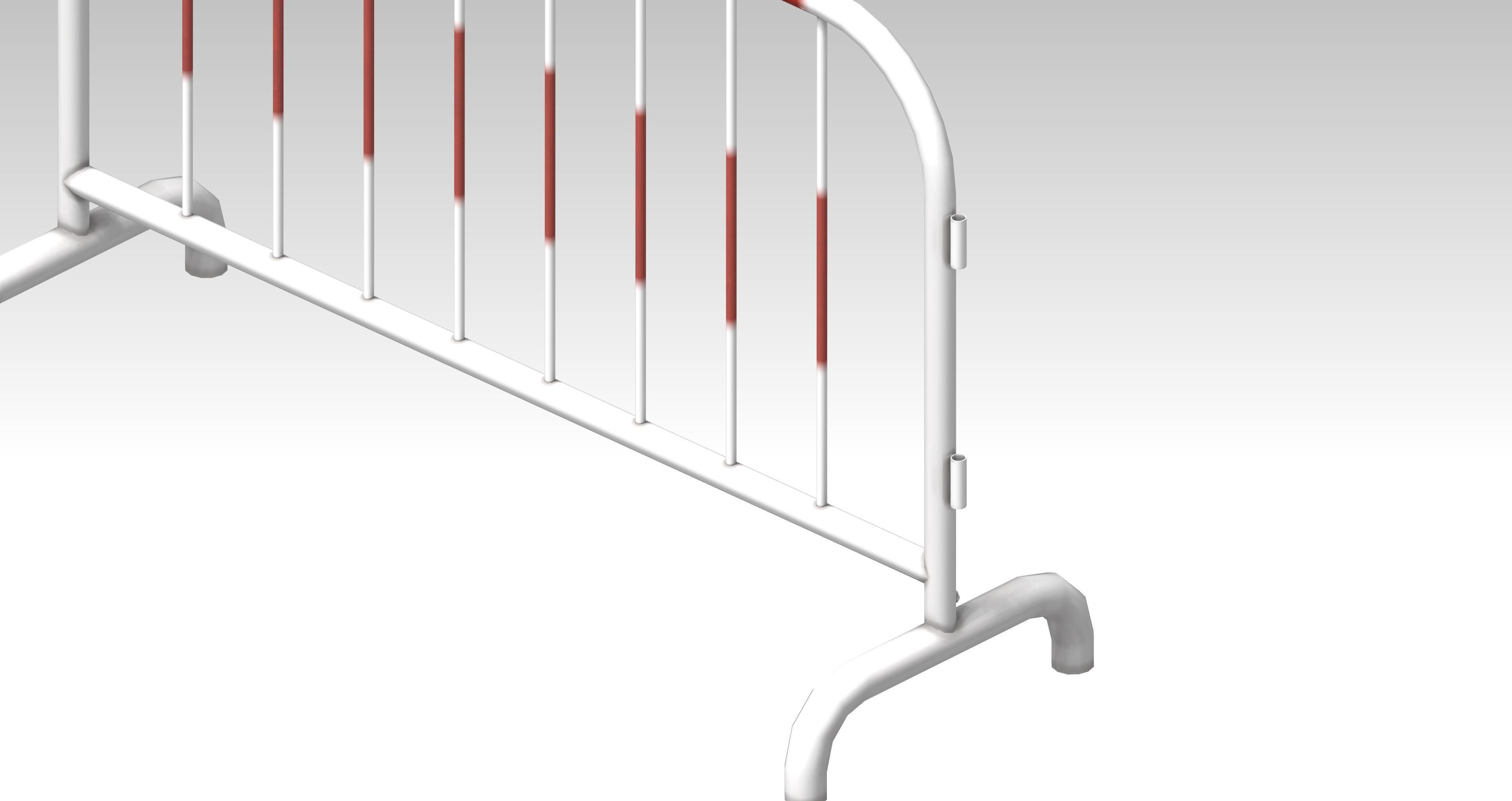 Mobile temporary road traffic barriers Low-poly 3D model_4