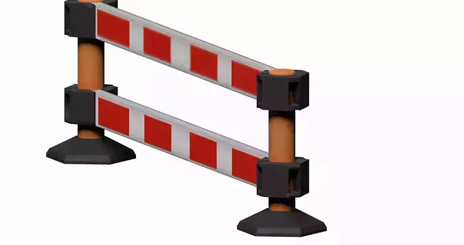 Orange white striped barricade Low-poly 3D model