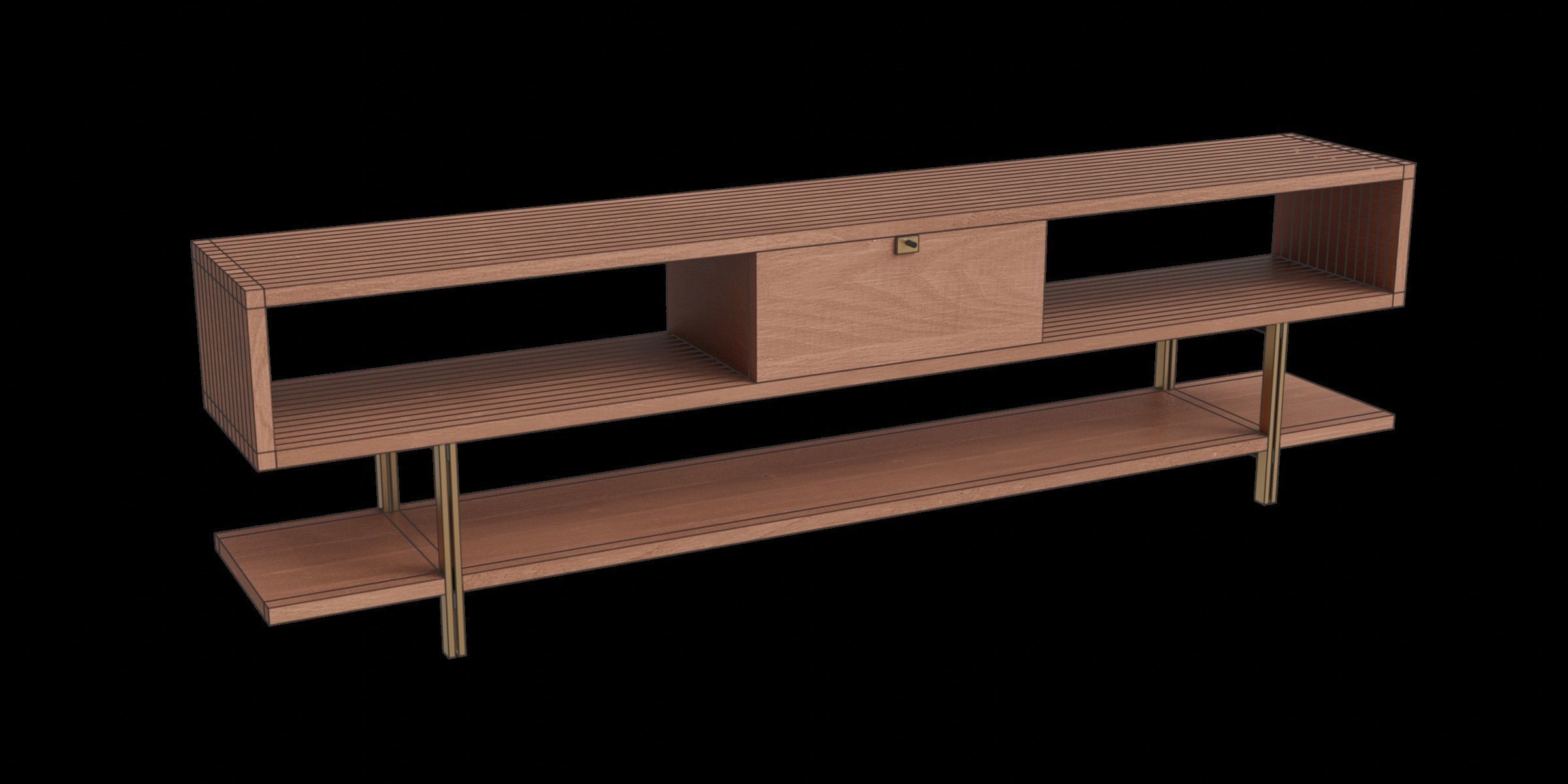 Bookcases Shelving Low-poly 3D model_3